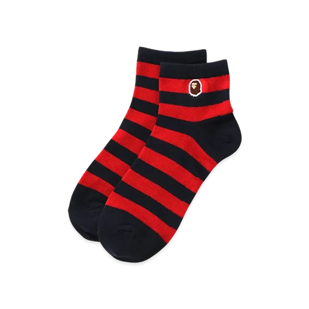 A BATHING APE Ape Head One Point Hoop Ankle Socks "Red"