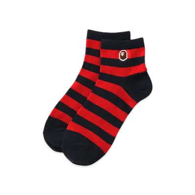 A BATHING APE Ape Head One Point Hoop Ankle Socks "Red"