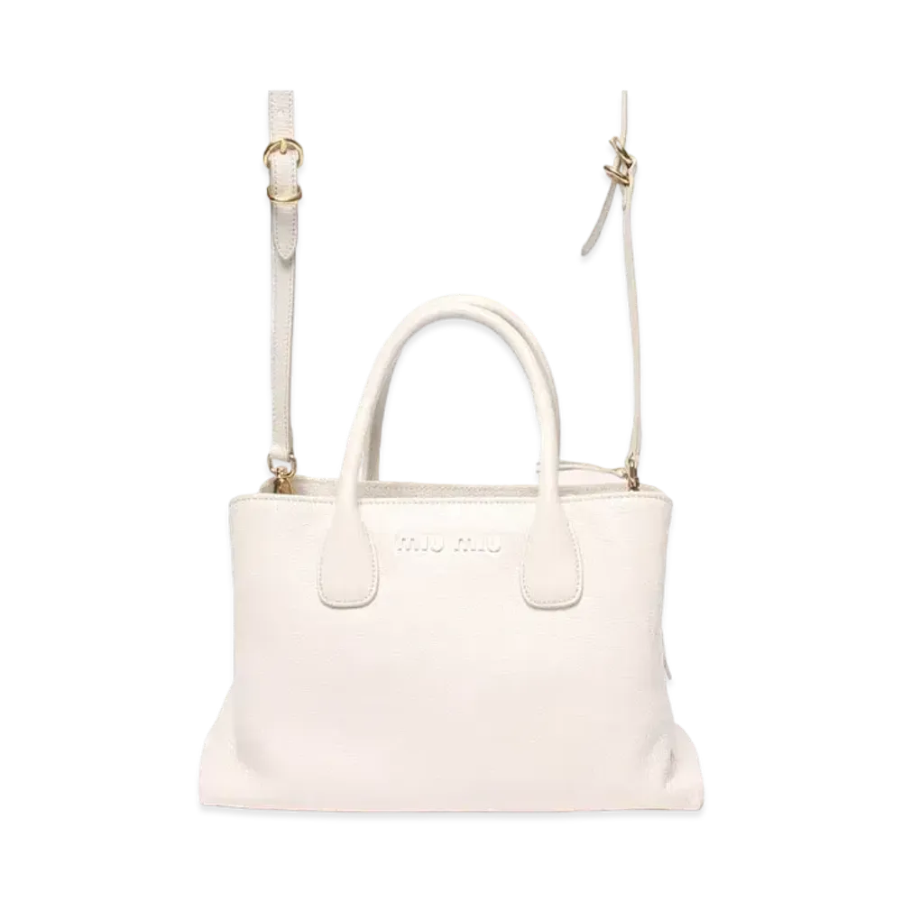 MIU  MIU 2Way Leather Leather Shoulder Bag "Bianco"