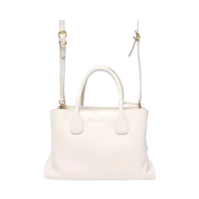 MIU MIU 2Way Leather Leather Shoulder Bag "Bianco"