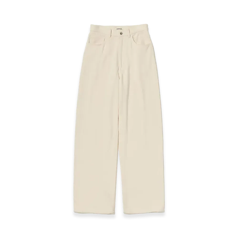 AURALEE Women's Silk Nep Denim 5P Wide Pants "Ivory White"