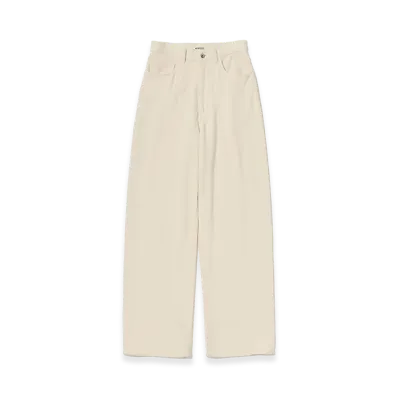 AURALEE Women's Silk Nep Denim 5P Wide Pants "Ivory White"