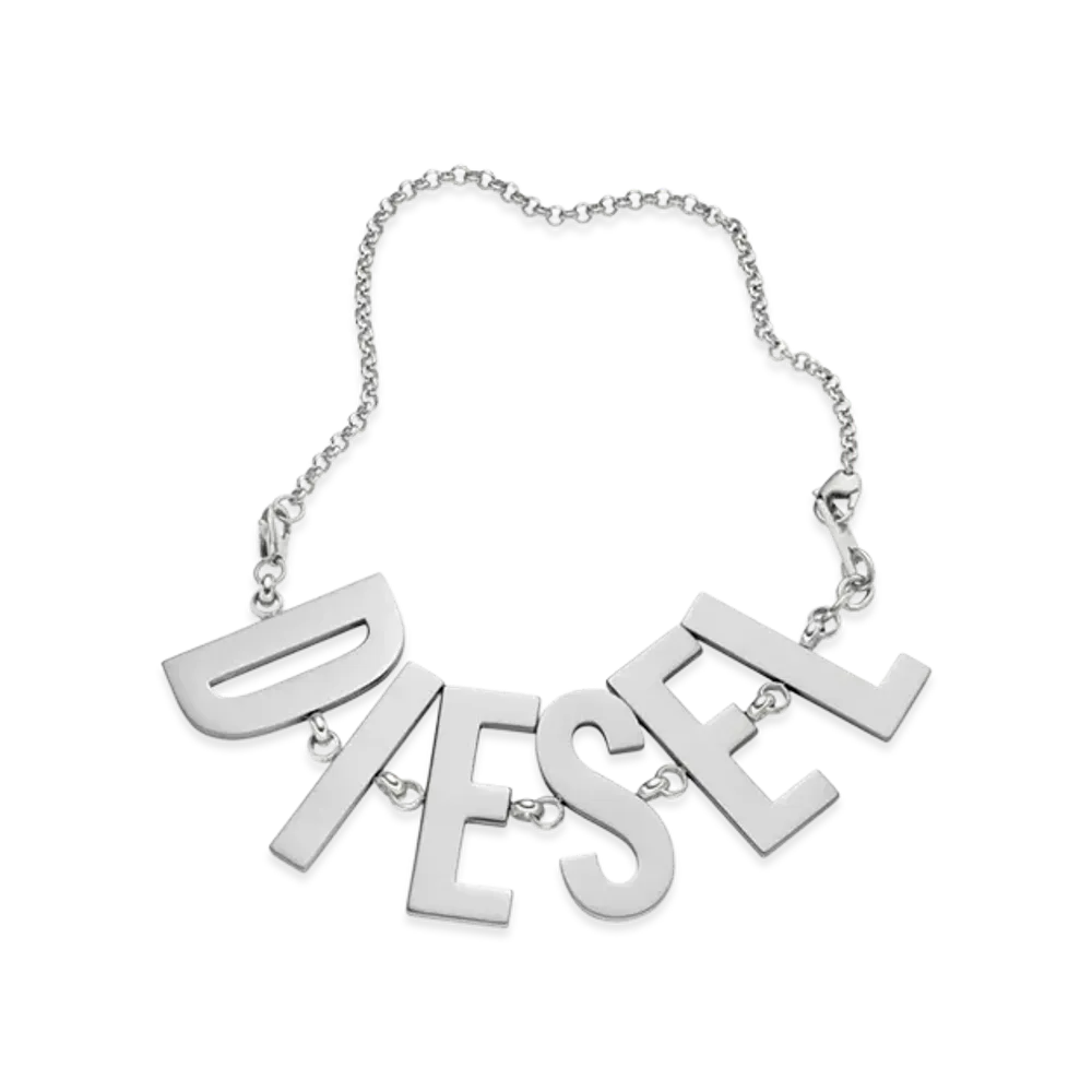 Diesel Dx1478 Stainless Steel Chain Necklace Bracelet "Silver"