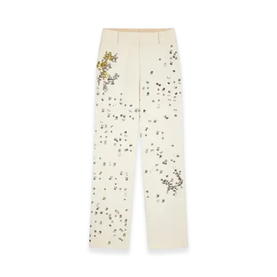 DRIES VAN NOTEN Women's Embellished Wool Pants "Cream"