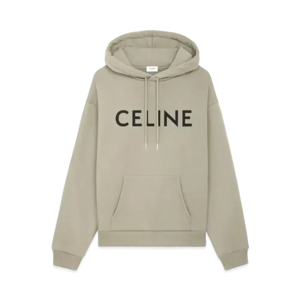 CELINE Hoodie In Cotton Fleece "Kaki/Black"