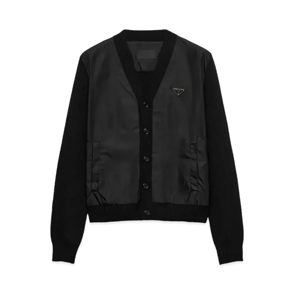 PRADA Men's Wool and Cashmere Cardigan "Black"