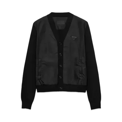 PRADA Men's Wool and Cashmere Cardigan "Black"