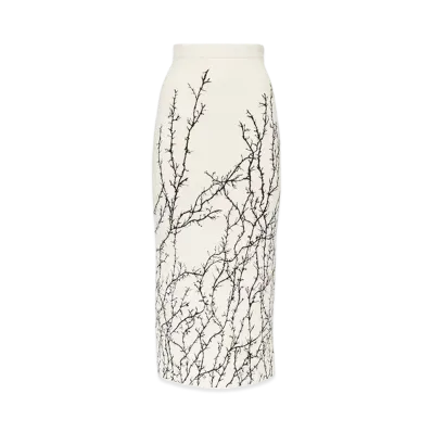 Alexander McQUEEN Thorn Branch Pencil Skirt "Ivory"