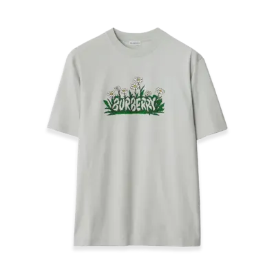 Burberry Daisy Logo Cotton T-Shirt "Blue Grey"