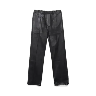 TAAKK LEATHER COATING JERSEY EASY TROUSERS "BLACK"