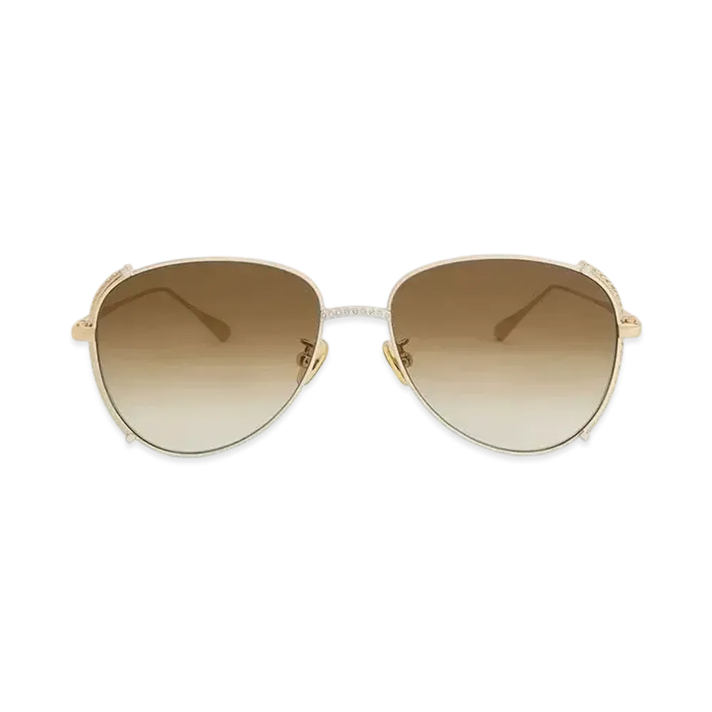 CHARLES & KEITH Gem-Embedded Wire-Frame Aviator Sunglasses "White"