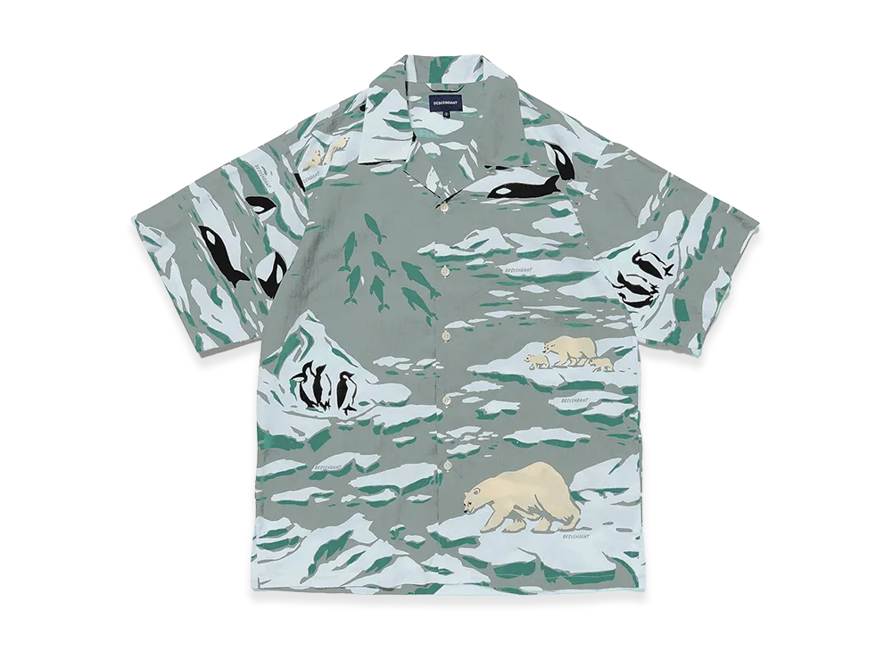 DESCENDANT EDGD Open Collar Textile SS Shirt "Gray"
