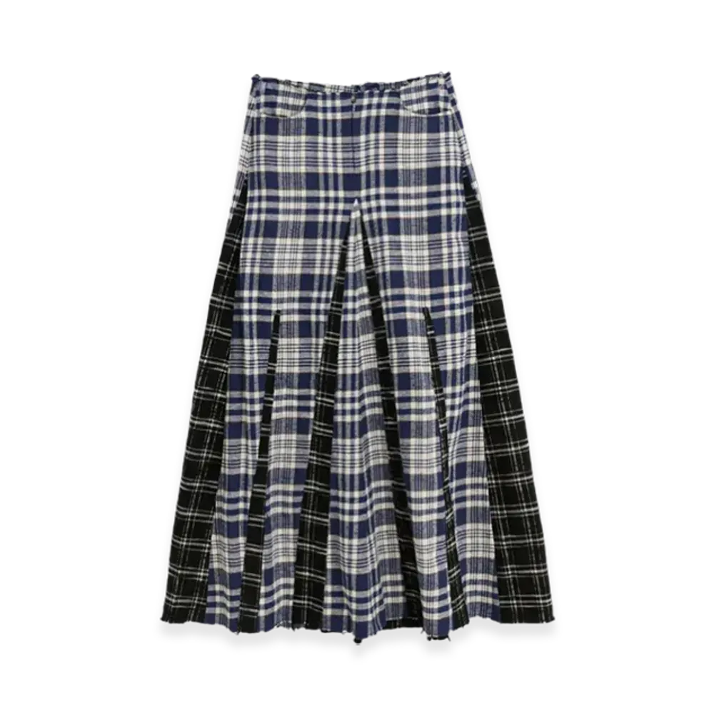 OUR LEGACY Women's Rebel Skirt Black and Blue Coastal Flannel "Black And Blue Coastal Flannel"