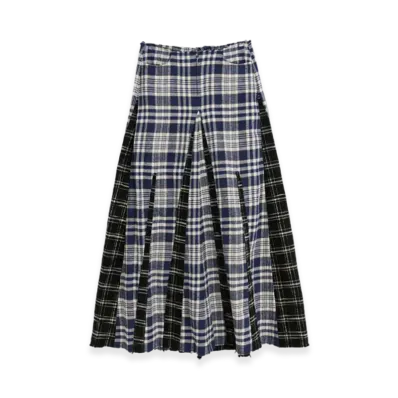 OUR LEGACY Women's Rebel Skirt Black and Blue Coastal Flannel "Black And Blue Coastal Flannel"