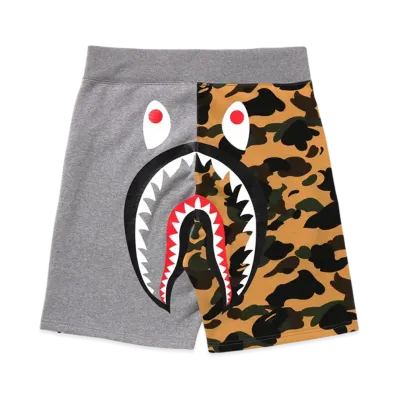 A BATHING APE 1St Camo Back Shark Sweat Shorts "Yellow"