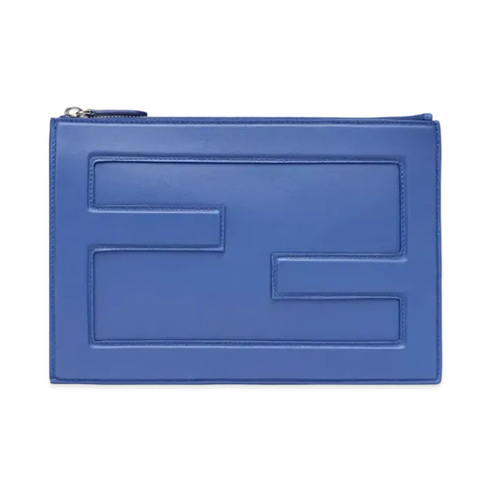 FENDI Baguette Slim Clutch Big Blue Leather Bag "Blue"