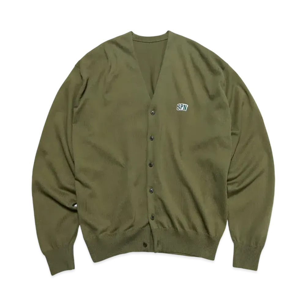 SOPHNET. SPN Wappen Knit Cardigan "Khaki"