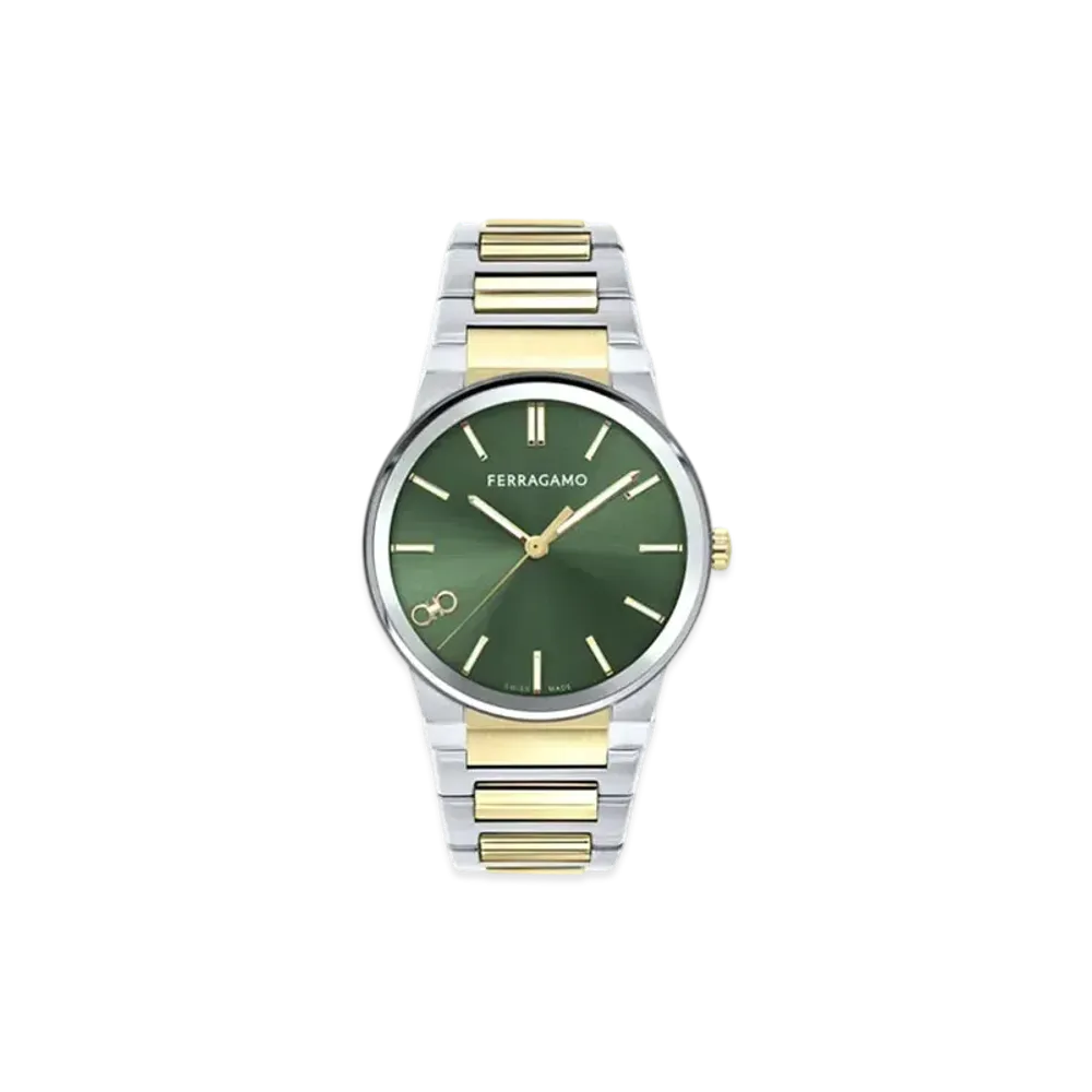 Salvatore Ferragamo Ferragamo Sapphire Watch "Steel/Yellow Gold/Green"