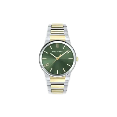 Salvatore Ferragamo Ferragamo Sapphire Watch "Steel/Yellow Gold/Green"