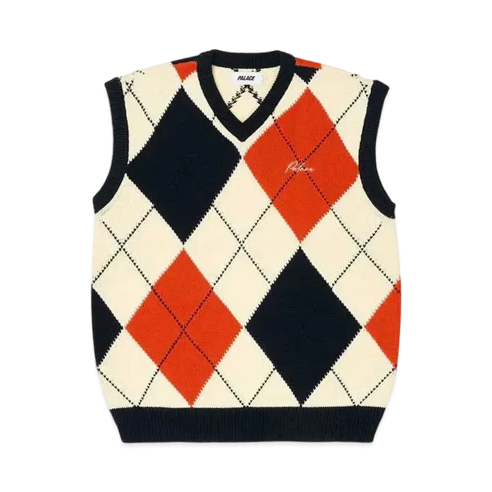 PALACE Argyle Knit Vest "Navy/Orange"