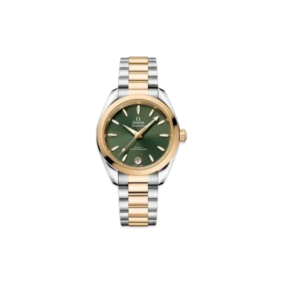 OMEGA Seamaster Aqua Terra Shades Co-Axial Master Chronometer 34MM "Stainless Steel/Moonshine Gold/Green" 220.20.34.20.10.002