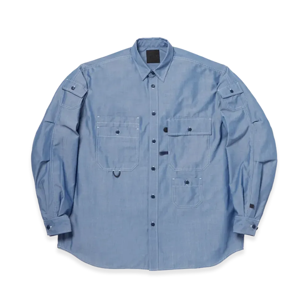 DAIWA PIER39 Women's Tech Multi Pocket Chambray Shirt L/S "Blue"
