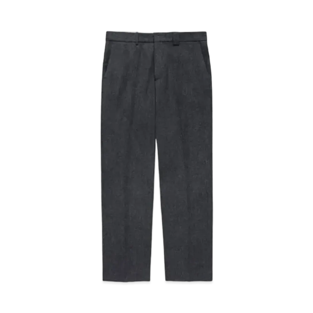 JJJJound Wool Trousers Wide "Charcoal Herringbone"