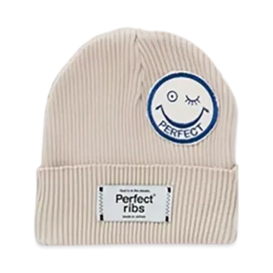 Perfect Ribs (Smile Patch) Rib Beanie Cap "Ivory"