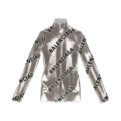 BALENCIAGA Allover Logo Embroide Dress "Silver"