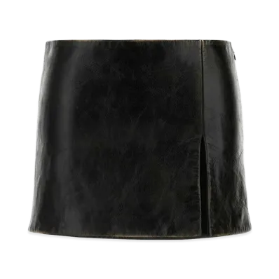 MIU MIU Women's Leather Mini Skirt "Black"