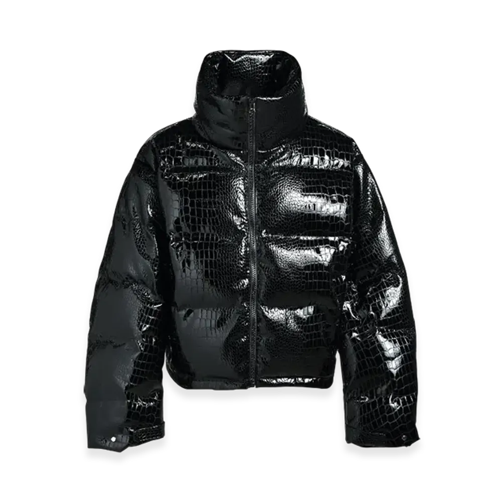 BREATH Faux Leather Crocodile Down Jacket "Black"