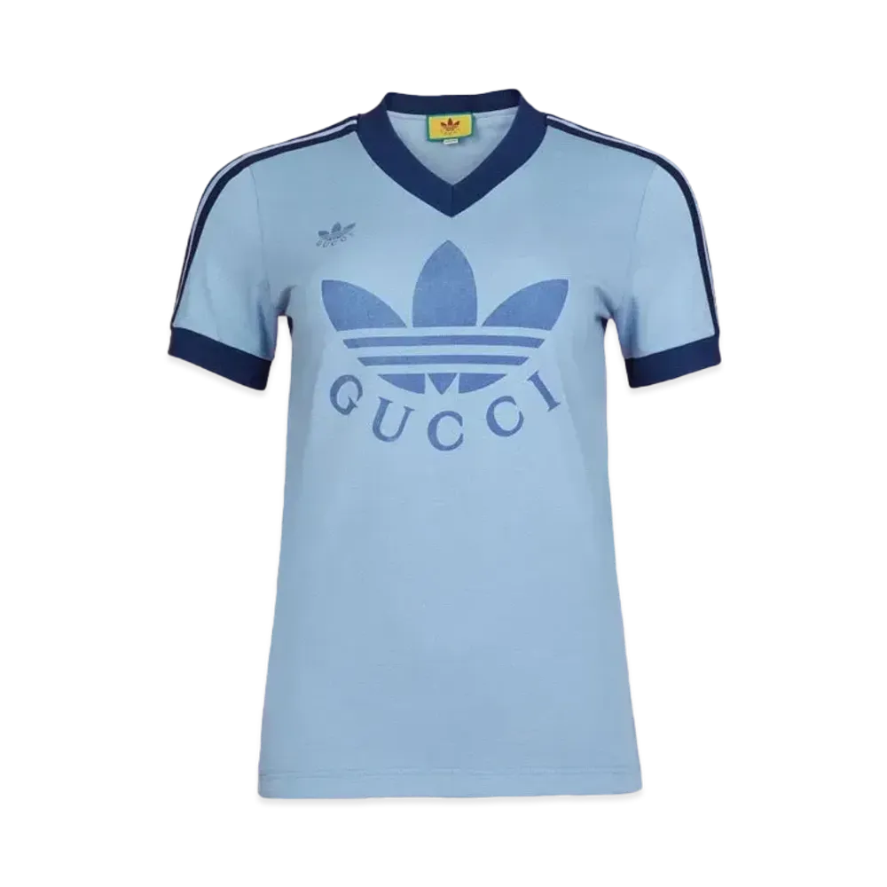 adidas x Gucci V-Neck T-shirt "Light Blue"