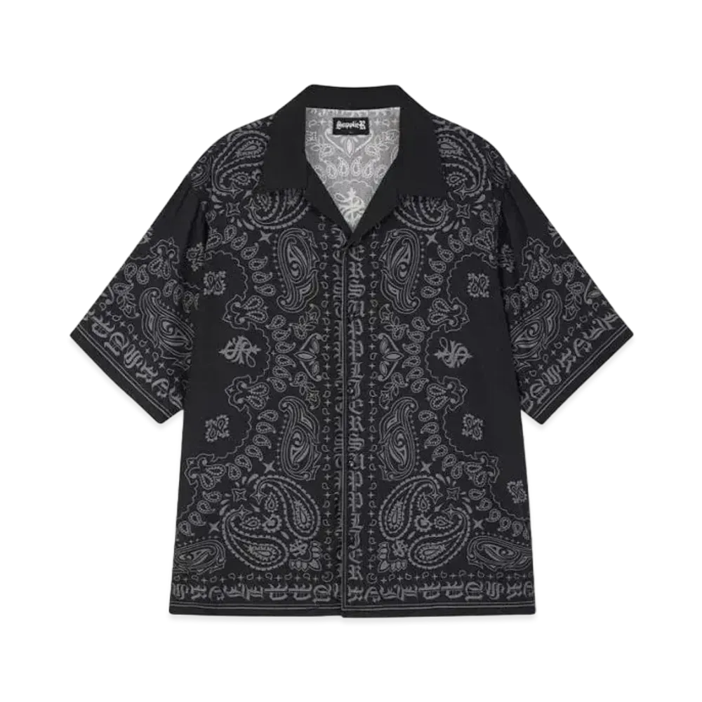 SUPPLIER Bandana Open Collar Shirt "Black"