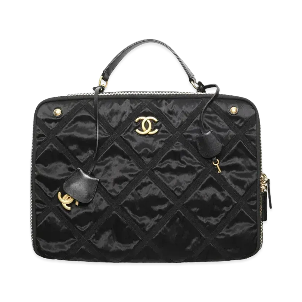 CHANEL Travel Bag Nylon & Grogran "Black"