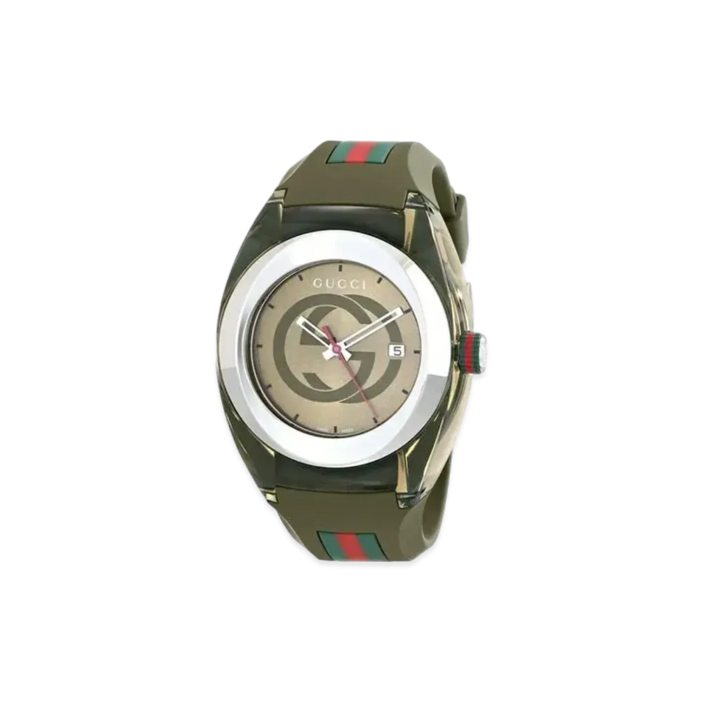 GUCCI Sync Rubber Strap Watch "Khaki"