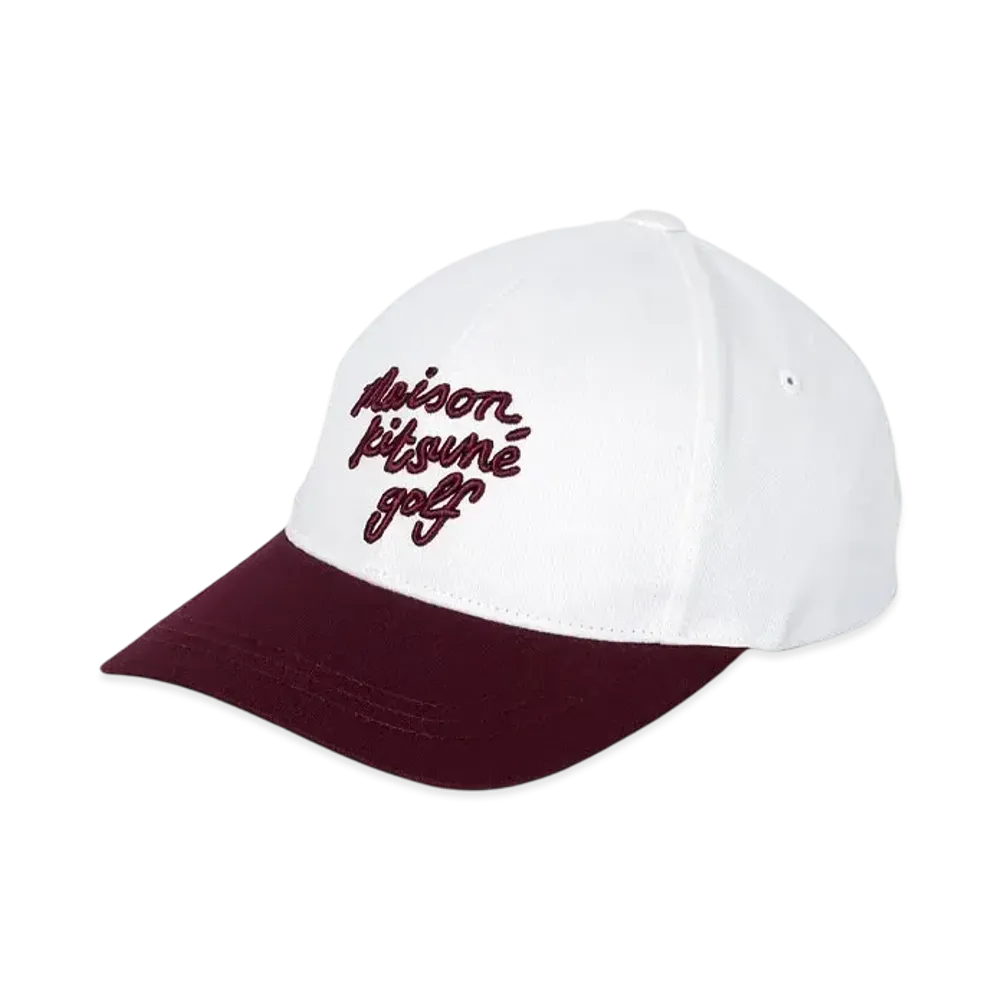 Maison Kitsune Script Logo Ball Cap "Burgundy"