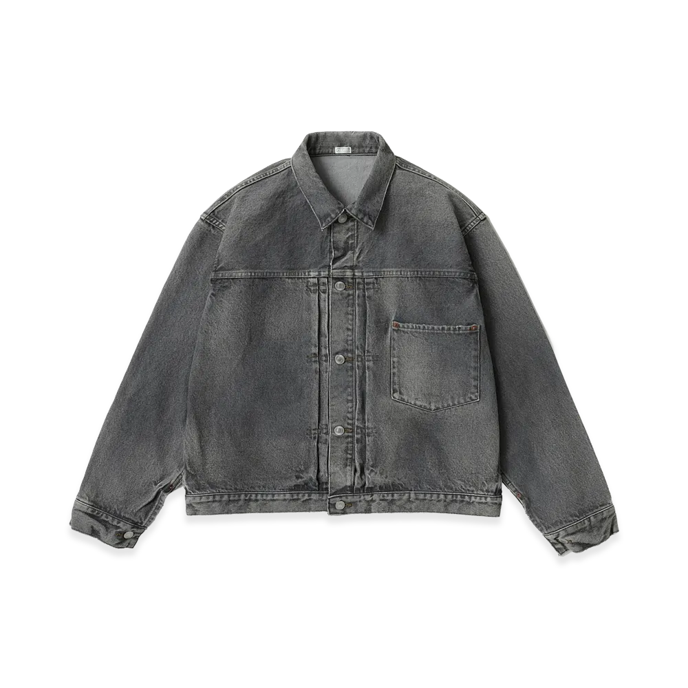 A.PRESSE Vintage Grey Denim Jacket "Gray"