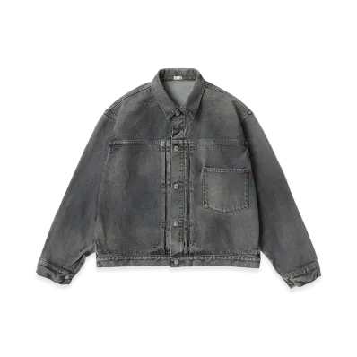 A.PRESSE Vintage Grey Denim Jacket "Gray"