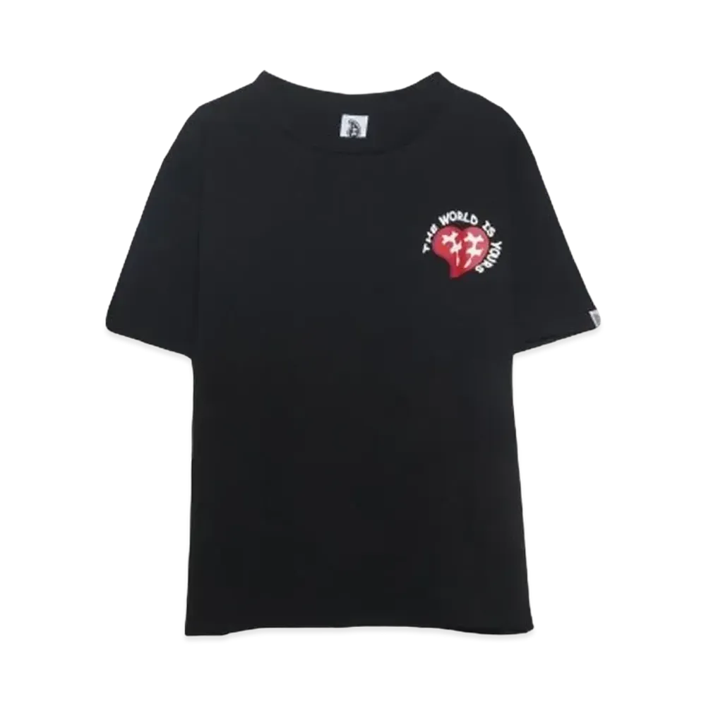 THE WORLD IS YOURS Heart Paisley T-shirt "BLACK"
