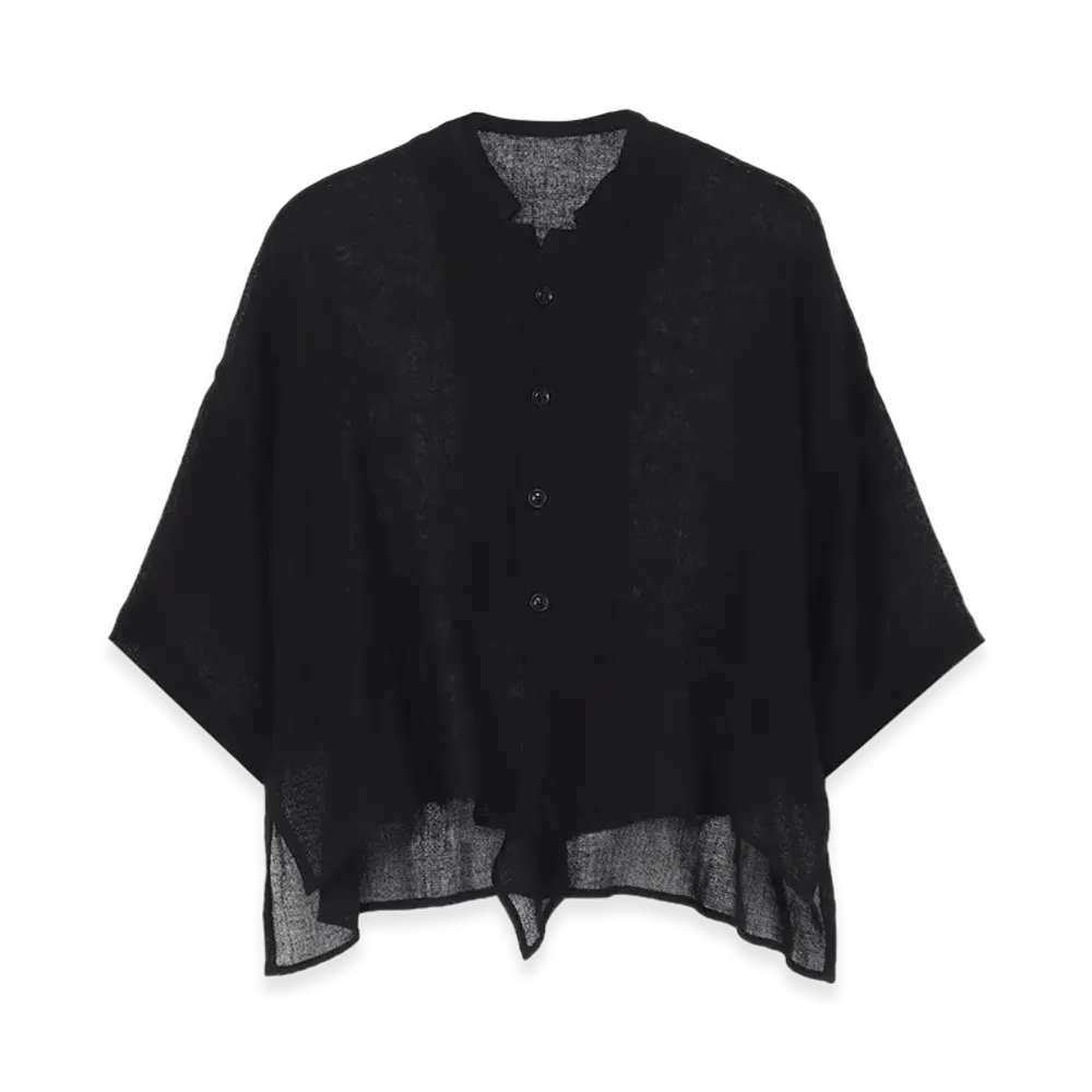 Y's Leno Cloth Half Sleeve Box Shirt "Black"
