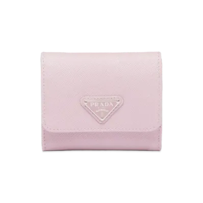 PRADA Saffiano Triangle Wallet "Alabaster"