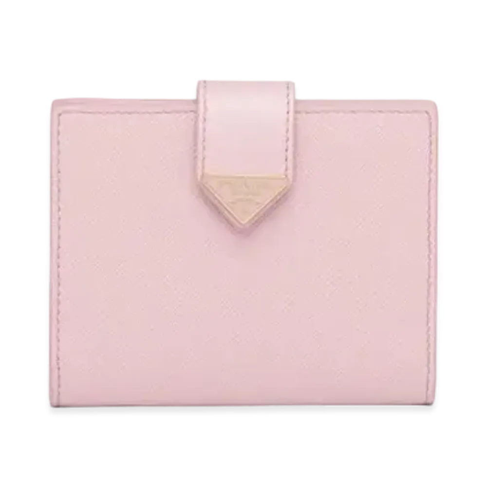 PRADA Small Saffiano And Smooth Leather Wallet "Pink"
