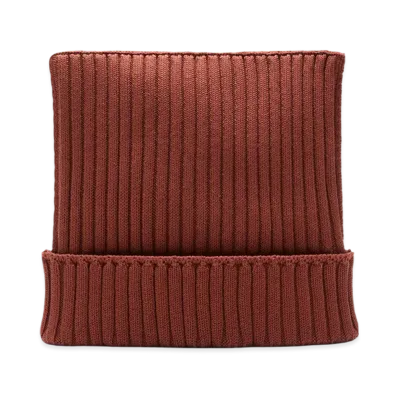 Acne Studios Ribbed Square Beanie "Terracotta Red"