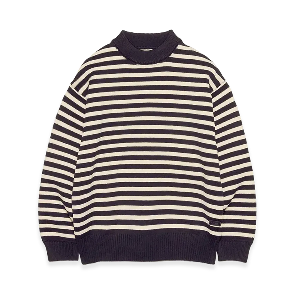 nanamica Mock Neck Stripe Sweater "Navy"