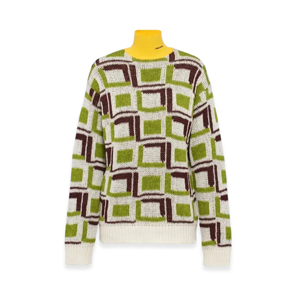 PRADA Women's Cashmere and Wool Turtleneck Sweater "Ivy Green"