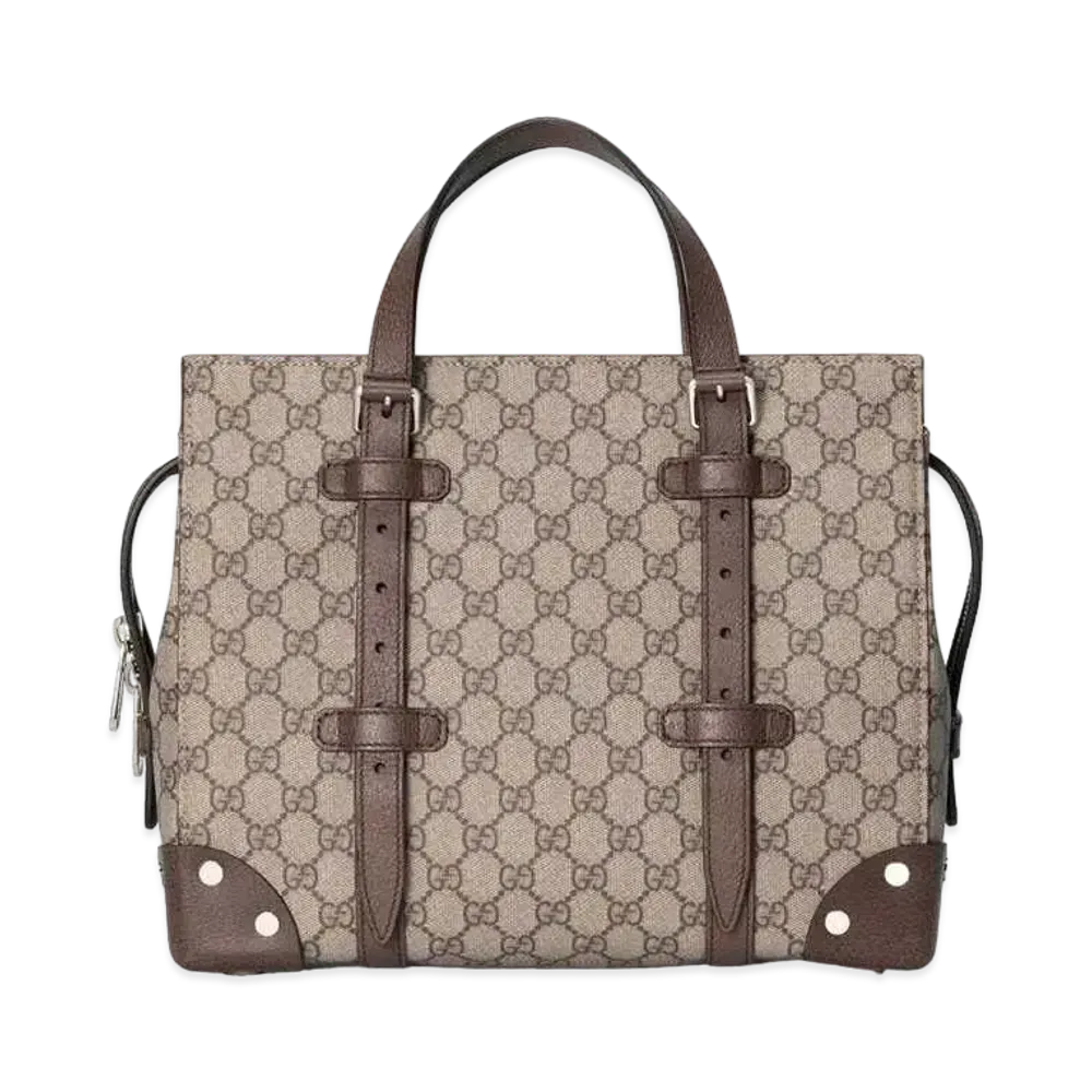 GUCCI GG Tote With Leather Details
