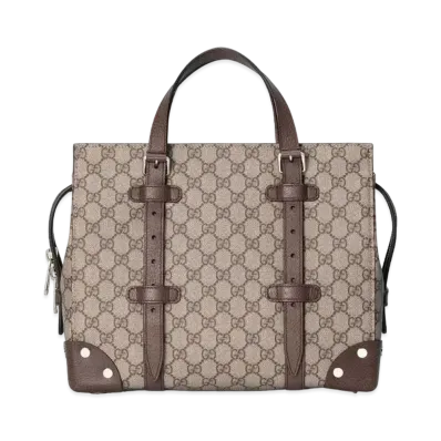 GUCCI GG Tote With Leather Details