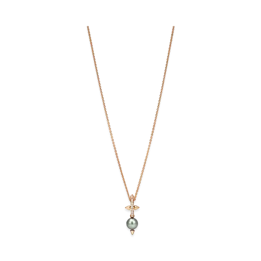 Tiffany & Co. Tiffany Titan By Pharrell Williams Tahitian Pearl Necklace with Pave Diamonds "Rose Gold"
