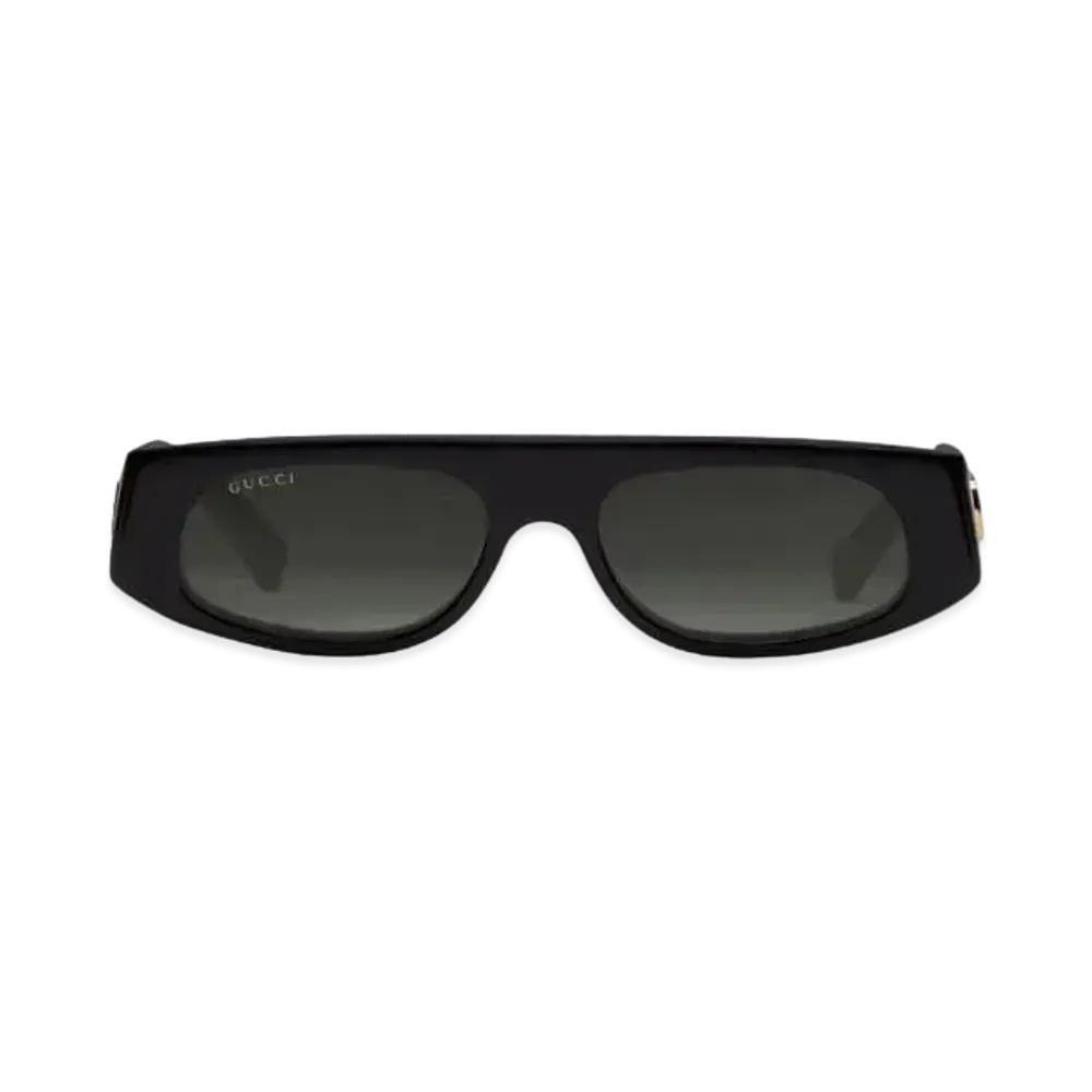 GUCCI Geometric Shaped Frame Sunglasses "Shiny Black"