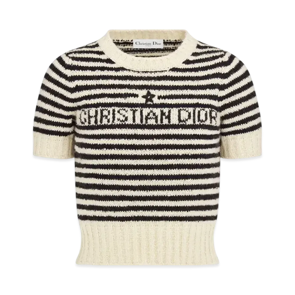 Dior Women's Mariniere Short-Sleeved Sweater "Ecru/Black"